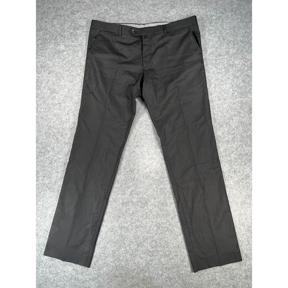 Hugo Boss Dress Pants Men's 40x36 Black Pleated Straight Leg 100% Wool Pants - Picture 1 of 11